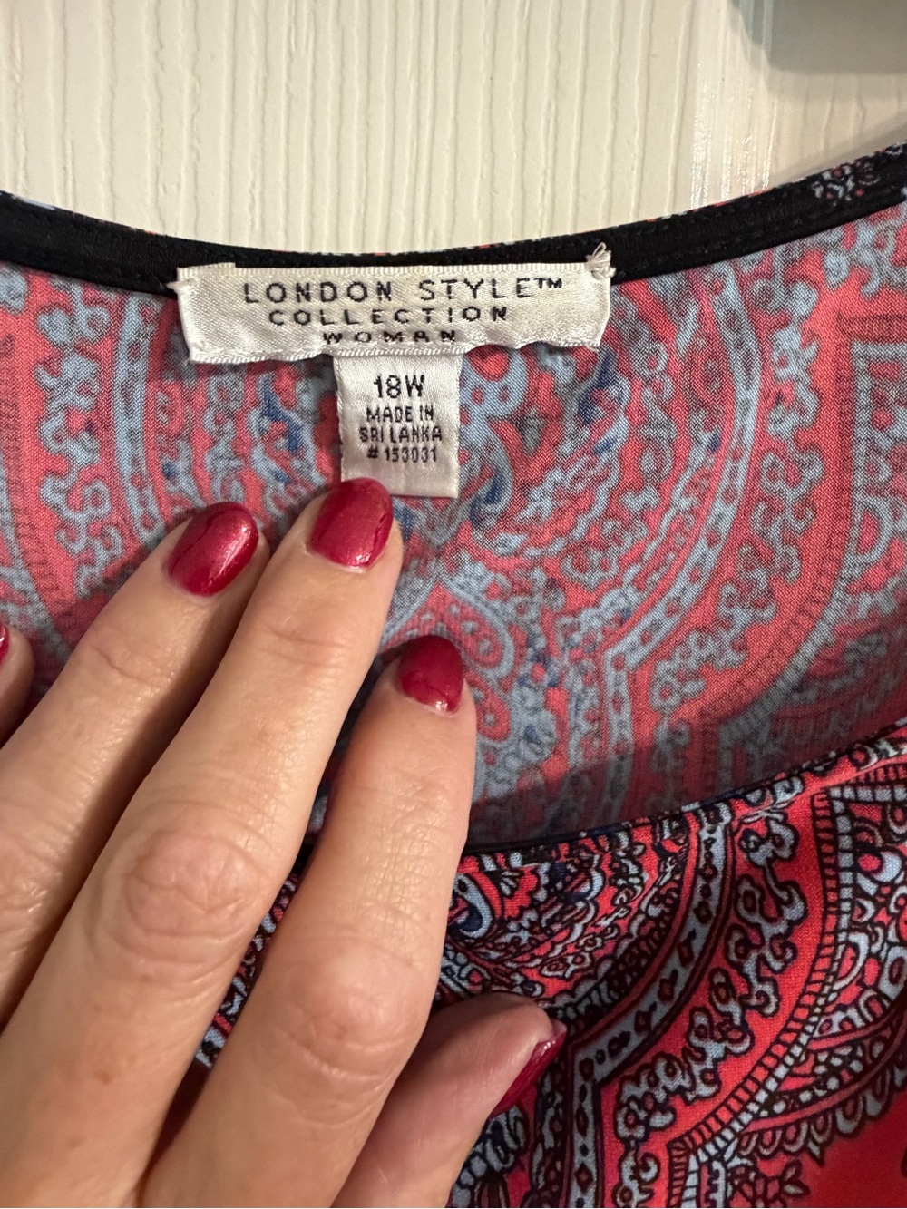 London Style Red and Blue Paisley dress - Picture 4 of 5